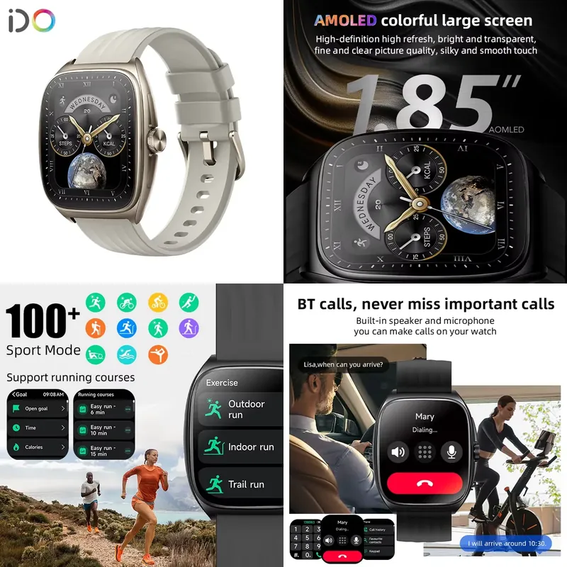 Watch Smartwatch - ผู้ผลิตสมาร์ทวอทช์แฟชั่นชายปี 2025 หน้าจอ AMOLED โค้ง 1.85