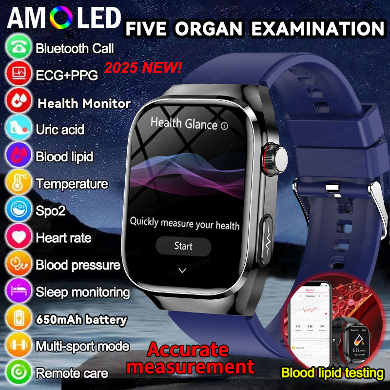 Smartwatch New Watches 2025 - สมาร์ทวอทช์ความแม่นยำสูงรุ่นใหม่ปี 2025 ตรวจสุขภาพห้าส่วน ตรวจคลื่นไฟฟ้าหัวใจแบบเรียลไทม์ วัดอัตราการเต้นของหัวใจ วัดไขมันในเลือด
