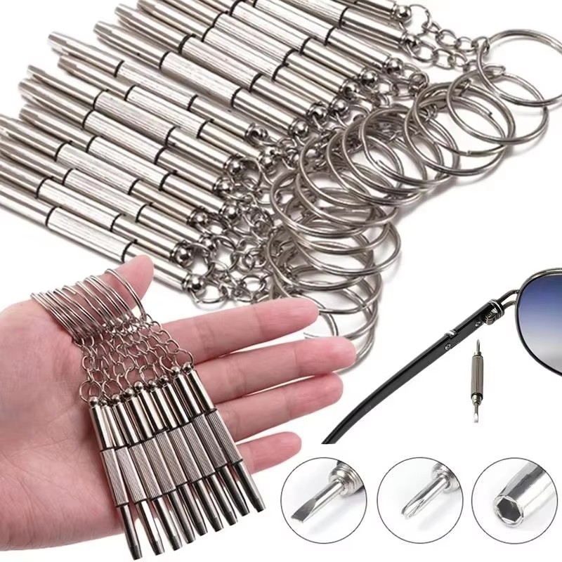 Watch Tool Repair Kit - ชุดไขควงซ่อมแว่นตา 2-12 ชิ้น พร้อมพวงกุญแจ ชุดเครื่องมือซ่อมนาฬิกาแบบพกพา ไขควงความแม่นยำสูง