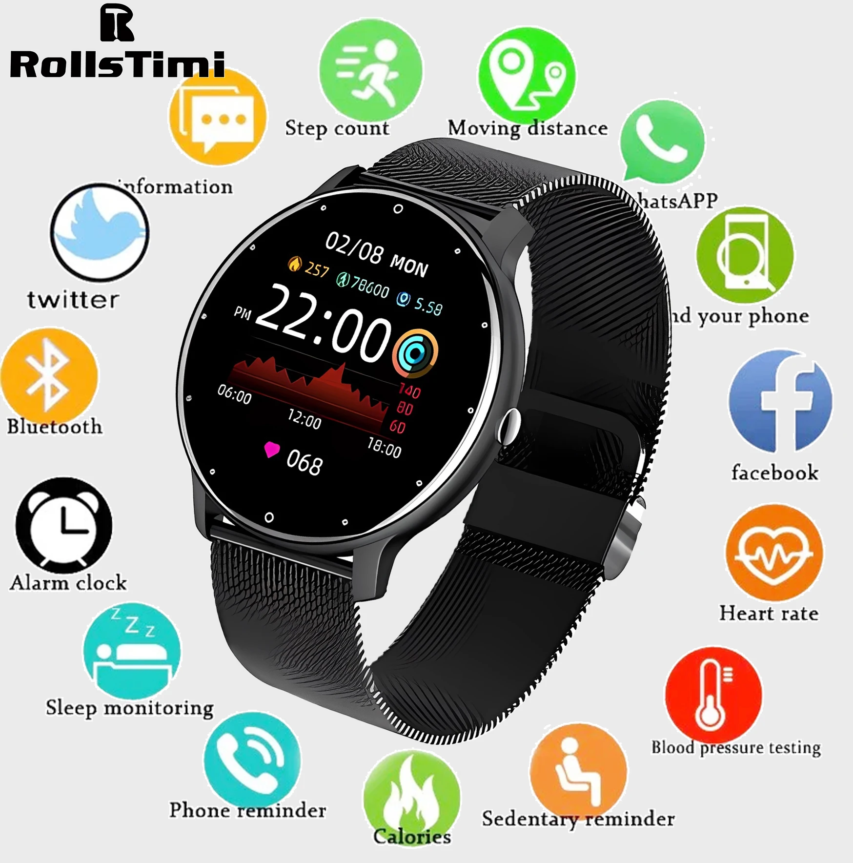 Watch Iwo - สมาร์ทนาฬิกาผู้ชายบลูทูธโทร 24H Heart Rate Monitorผู้หญิงกีฬาฟิตเนสIP67 นาฬิกาสมาร์ทกันน้ําสําหรับAndroid