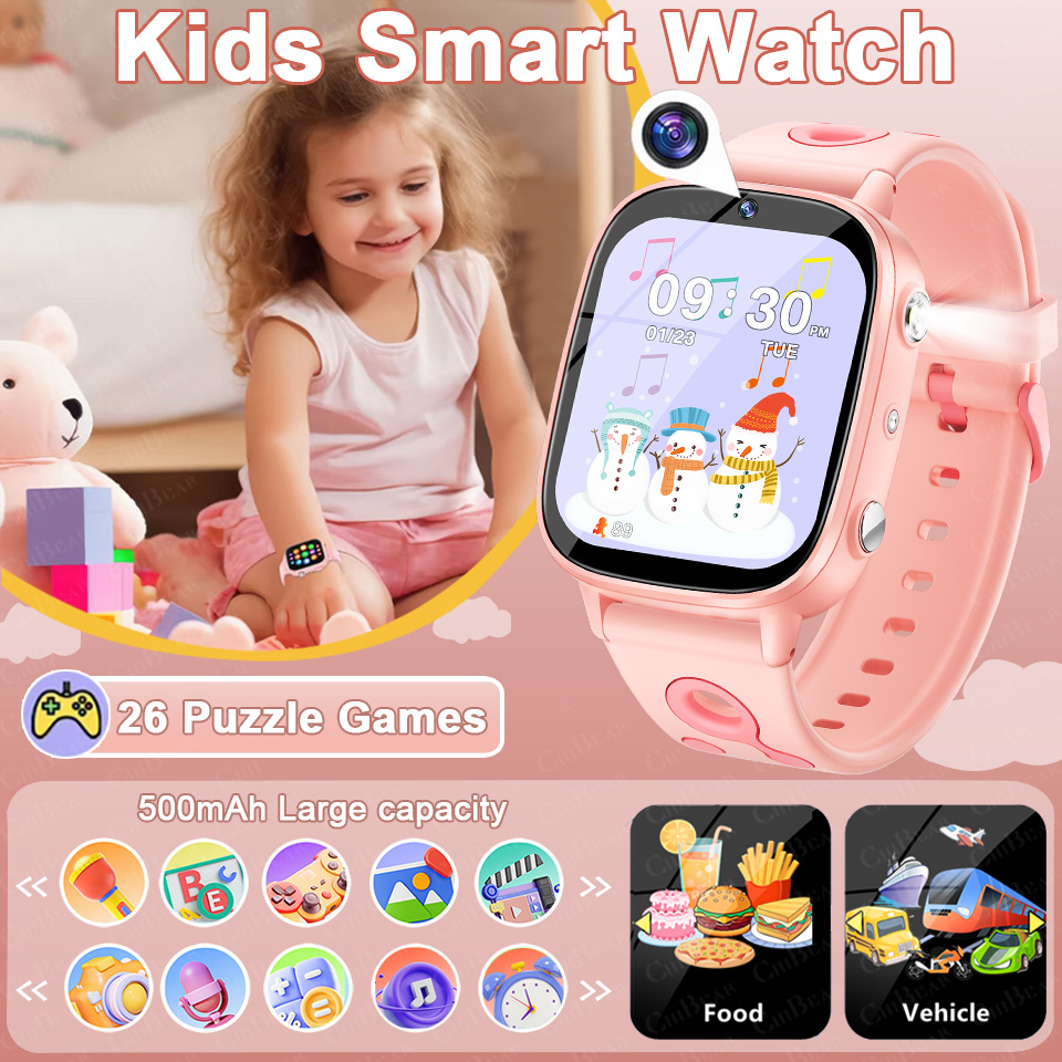 Smartwatch Watches Gift For Girls - นาฬิกาสมาร์ทวอทช์สำหรับเด็ก กล้องถ่ายรูป เครื่องเล่นวิดีโอ เกมปริศนา 26 เกม