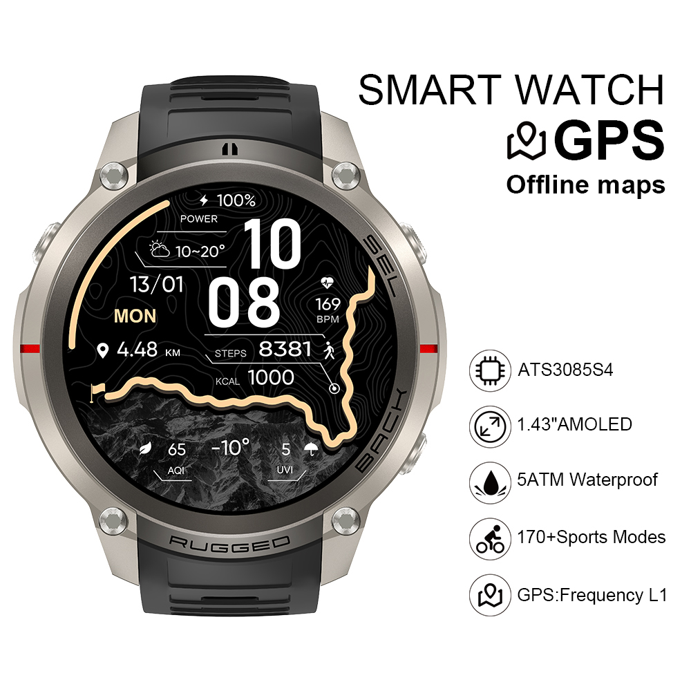 Watch Smartwatch - สมาร์ทวอทช์ 2026 DM59 พร้อมแผนที่ออฟไลน์ในตัว GPS หน้าจอ