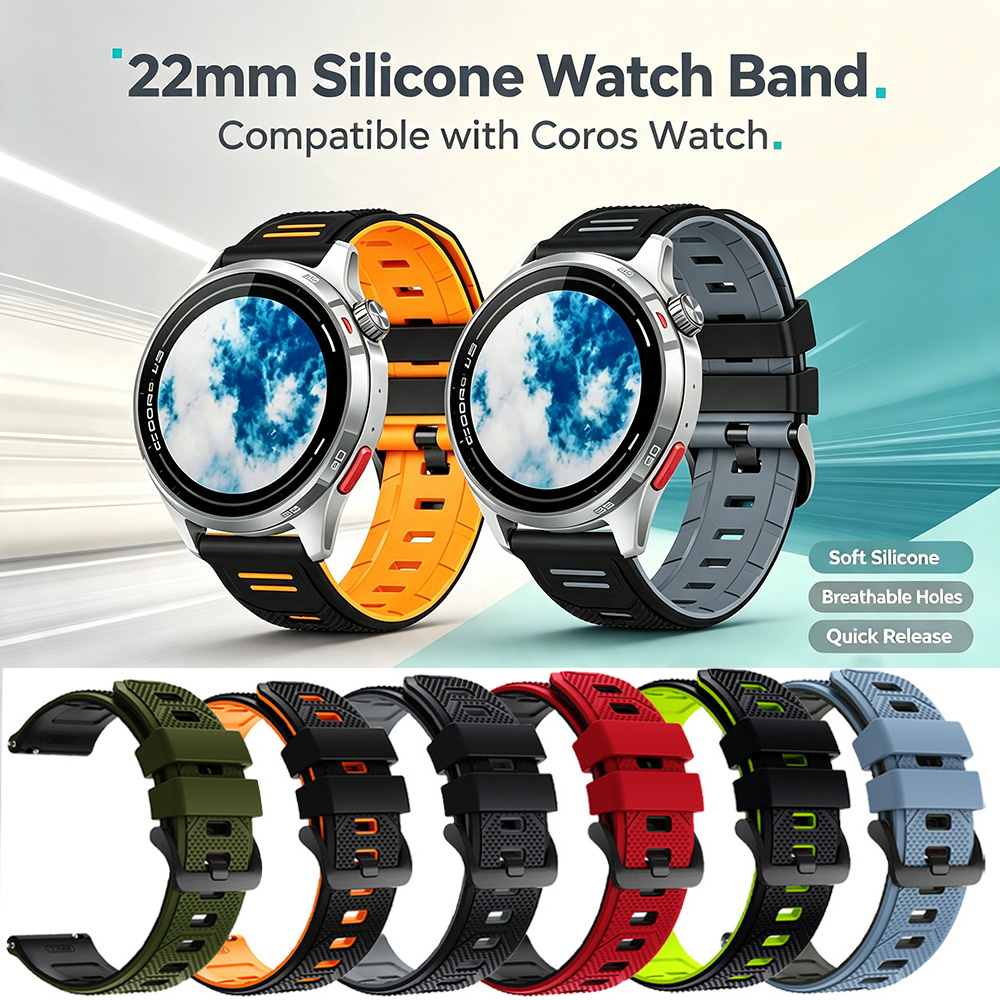 Titan Watches Smartwatch - สายนาฬิกาซิลิโคนแบบนุ่มขนาด 22 มม. แบบถอดเร็ว, สายเปลี่ยนสำหรับกีฬาแบบสองสี, สำหรับนาฬิกา