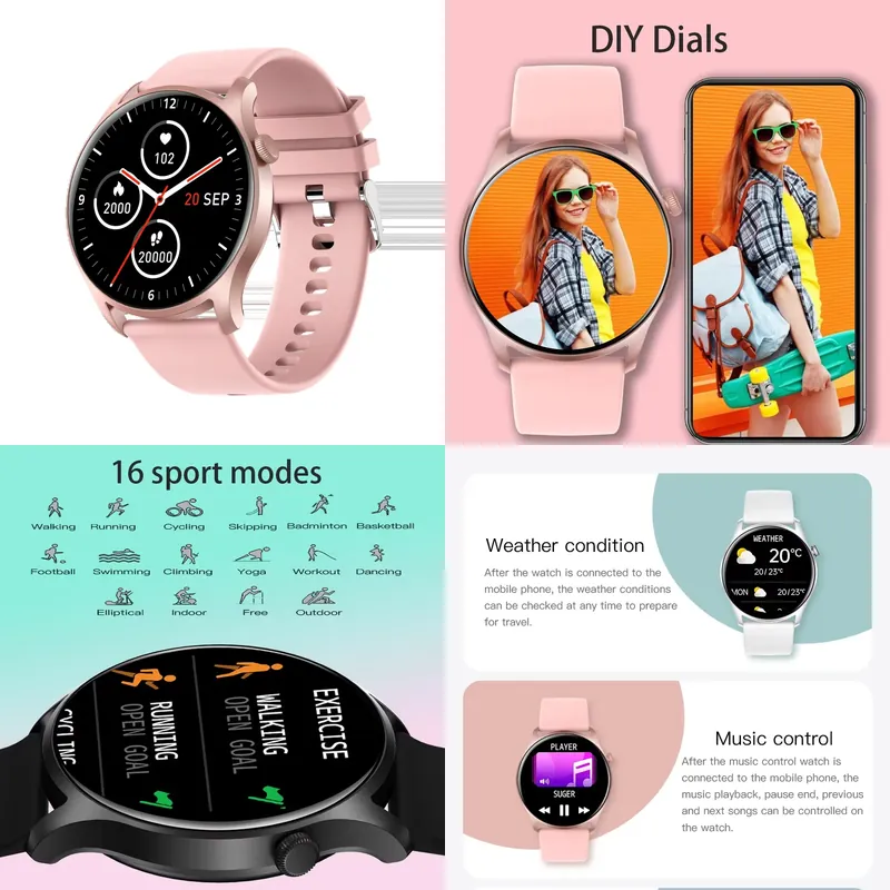 Watch Smartwatch - SENBONO MAX8 ผู้ชายสมาร์ทวอทช์ผู้หญิงพร้อมเครื่องติดตามฟิตเนสเพลงเครื่องติดตามการนอนหลับ IP67 กันน้ำสำหรับแอนดรอยด์ ไอโอเอสแฟชั่น