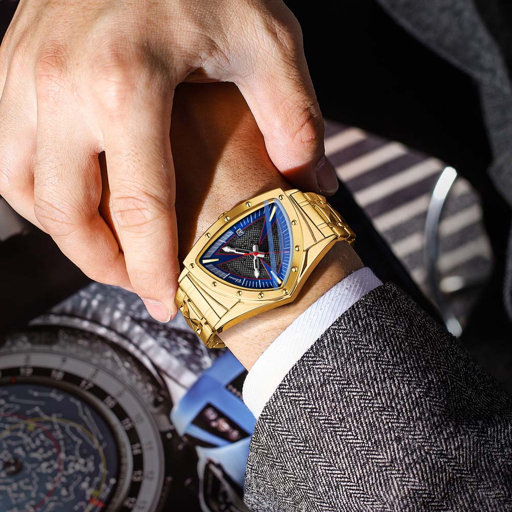 Smartwatch Luxury Watches - นาฬิกาข้อมือควอตซ์ผู้ชาย CHENXI หรูหรา ดีไซน์สามเหลี่ยมโปร่ง นาฬิกาแฟชั่น ของขวัญสำหรับผู้ชาย