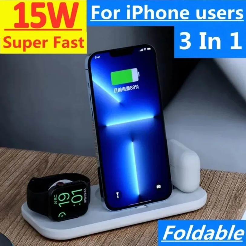 แท่นชาร์จไร้สาย 3 in 1 สำหรับ  - Watch Xs8 บทวิจารณ์และราคา