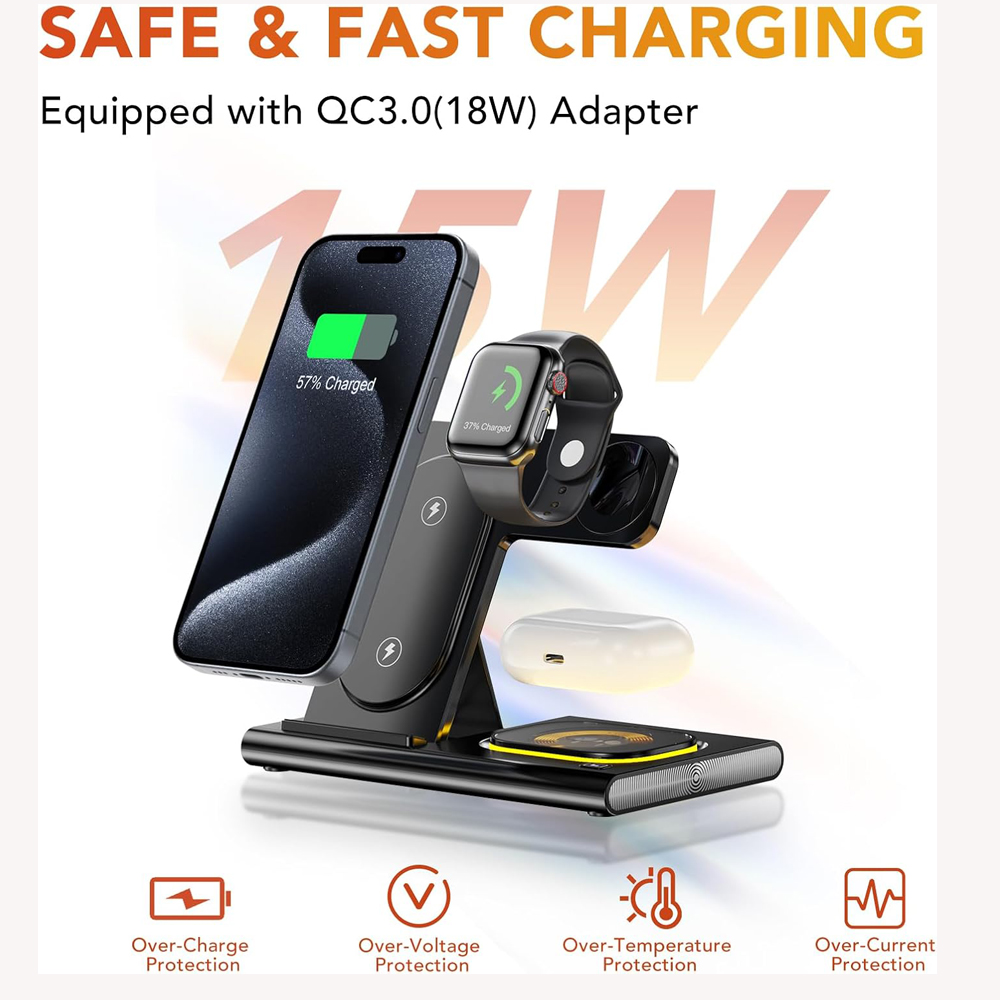 3 ใน 1 สถานีชาร์จแบบพับได้ Fas - Watch Xs8 บทวิจารณ์และราคา