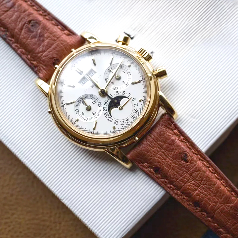 สายนาฬิกาหนังลายหนังนกกระจอกเท - Patek Philippe Watch Calatrava บทวิจารณ์และราคา
